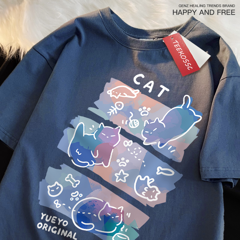 Japan Lifestyle And Culture - Kaus gaya Jepang Motif kucing lelucon