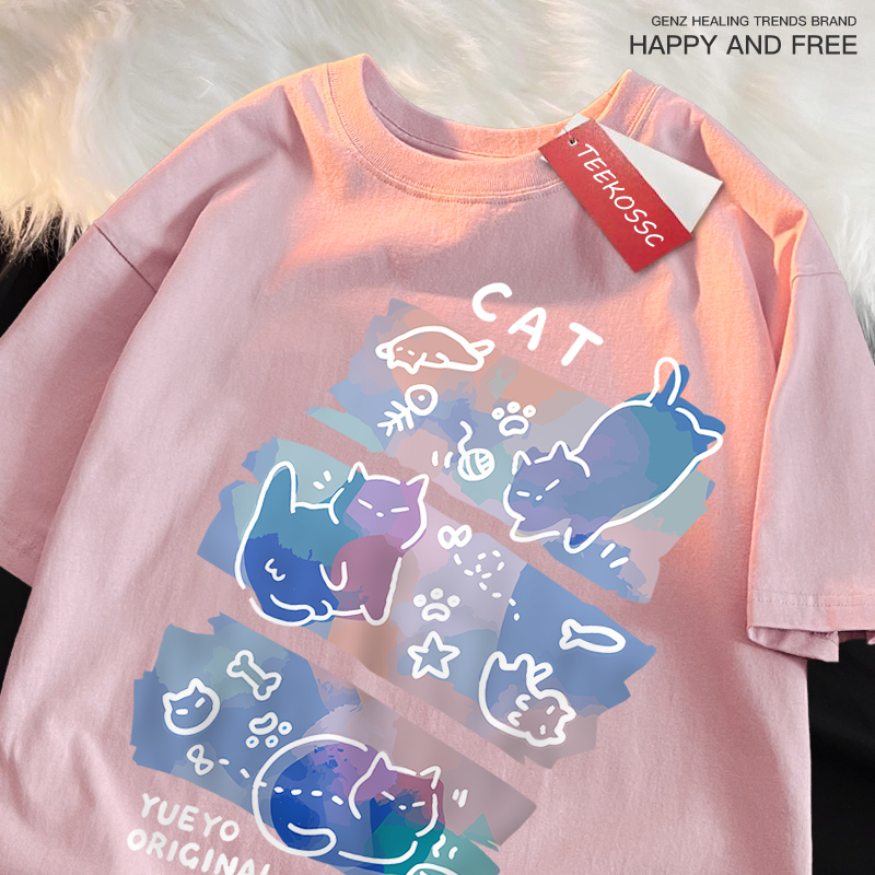 Kaus gaya Jepang Motif kucing  - Japan Lifestyle And Culture ulasan dan harga